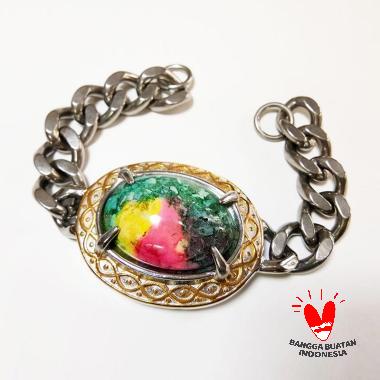 Vee Titanium Batu Pancawarna Banyuwangi Gelang Terapi Kesehatan Unisex Multicolor