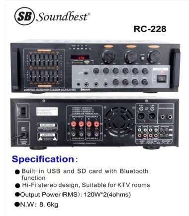 Power Amplifier SOUNDBEST RC 228 / RC-228 / RC228 BLUETOOTH ORIGINAL