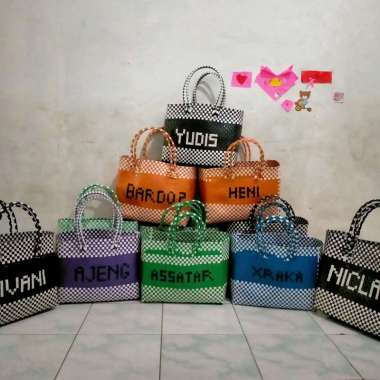 TAS ANYAMAN PASAR / TAS BUWUH / TAS HAMPERS CUSTOM NAMA Sedang