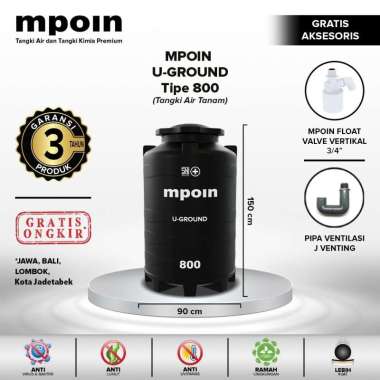 Tangki Air Tanam / Toren Pendam MPOIN PLUS 800 U-Ground Hitam