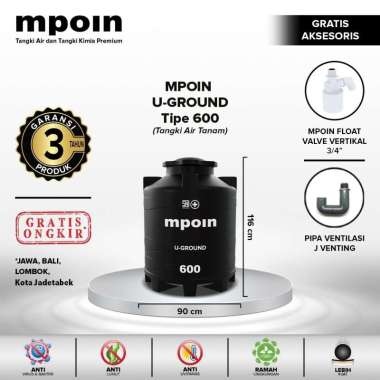 Tangki Air Tanam / Toren Pendam MPOIN PLUS 600 U-Ground Hitam