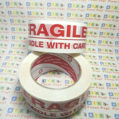Plakban fragile lakban fragile 2 inch x 100 meter