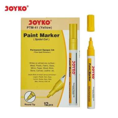 Paint Marker Spidol Cat Permanen Joyko PTM-41 Yellow 1 Box 12 Pcs