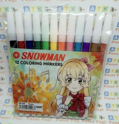 spidol kecil warna warni snowman 12 warna