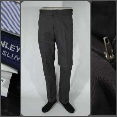 Celana Panjang Chino Pria Slimfit Stanley Adams Abu-Abu Polos 33