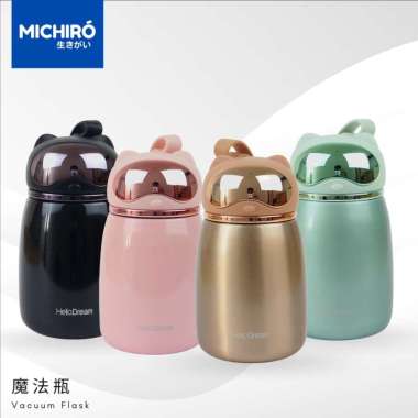 Michiro Termos Mini Lucu Motif Kucing Civet Cat Vacuum Flask 350ml Black