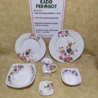 piring kembang cantik kwalitas terbaik -O1 pink- piring cantik set is