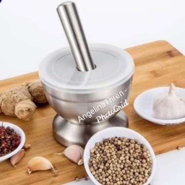 Lumpang Stainless 304 Set - Cobek Stainless steel 304 - Ulekan SS