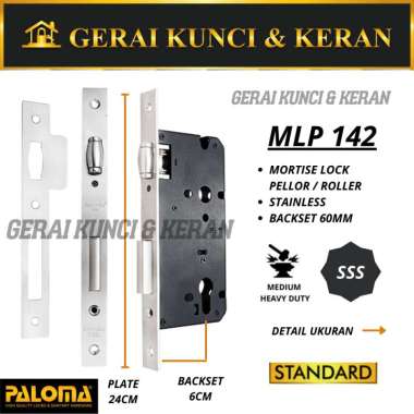 PALOMA MLP 142 STANDARD ROLLER 60MM Body Slot Kunci Pintu Pellor Stainless
