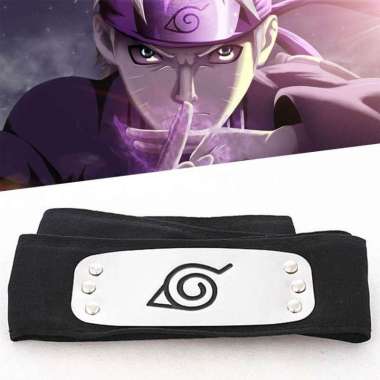 Ninja Naruto Konoha Ikat Kepala Headband Besi Mainan Cosplay Anime Toy Hitam