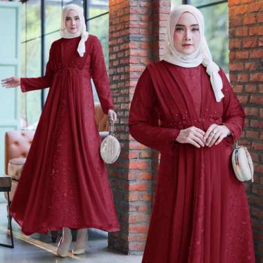 Rumaisha Baju Muslim Wanita Jumbo Gamis Full Brukat Tile Remaja Dewasa Premium Fashion Gamis Kondang