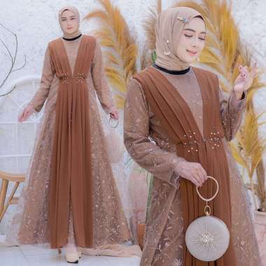Rumaisha Baju Muslim Wanita Jumbo Gamis Full Brukat Tile Remaja Dewasa Premium Fashion Gamis Kondang