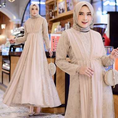 Rumaisha Baju Muslim Wanita Jumbo Gamis Full Brukat Tile Remaja Dewasa Premium Fashion Gamis Kondang