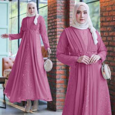Rumaisha Baju Muslim Wanita Jumbo Gamis Full Brukat Tile Remaja Dewasa Premium Fashion Gamis Kondang