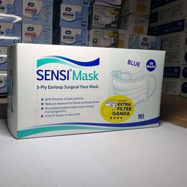 SENSI Mask Earloop 3ply isi 50/Surgical Face Mask/Masker Earloop 3ply Biru