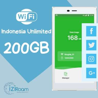 IziRoam Router Data Roaming Sewa WiFi [Indonesia 200GB/ 4G Unlimited]
