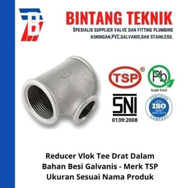 Redcuer Vlok Tee 1 1/2" x 1 1/2"x 1/2" Besi Galvanis TSP Besi Galvanis