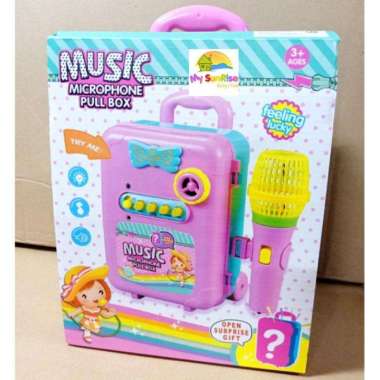 Mainan Anak Music Microphone Pull Box / Mainan Mic / Mic Anak / Microphone Anak Pink
