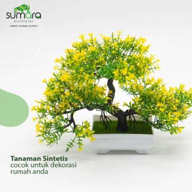 Bonsai Sintetis / Bonsai Artificial Pohon Bonsai Sintetis Mini - Putih Kuning