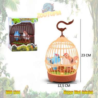 Burung Sangkar Hewan Binatang Baterai Mainan Anak BRO1260 BRO1261 Multicolor