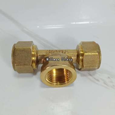 NEPEL TEE KUNINGAN 1/2 FITTING PIPA AIR PANAS