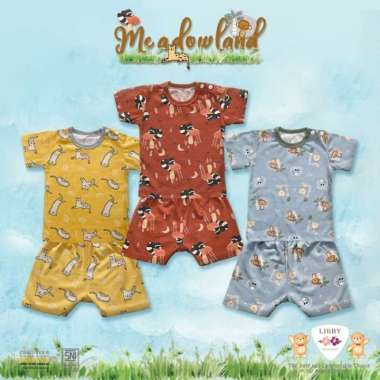 Libby Baby 3Stel Setelan Pendek Kancing Pundak / Piyama Anak Bayi SMALL