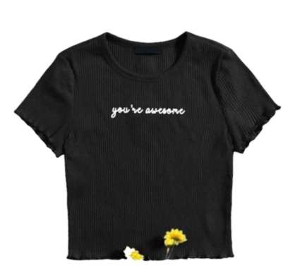 Kaos Wanita Murah Kekinian Gaya Korea Awesome Kriwil Top Rib Abu Muda