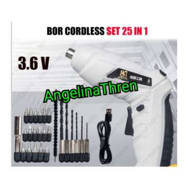 Bor Cordless Lengkap - Mesin Bor Set Portable Baterai - Bor Baterai