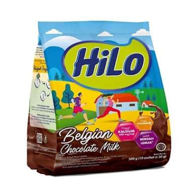 Promo Harga Hilo Belgian Chocolate Milk per 10 sachet 30 gr - Blibli