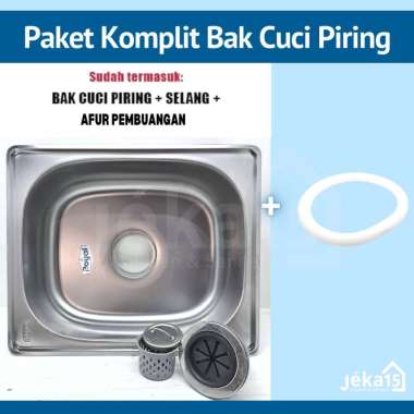 ROYAL Paket Bak Cuci Piring Stainless 1 Lubang + Selang + Afur