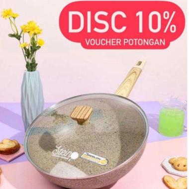 STEIN STEINCOOKWARE WOKPAN 30 CM TUTUP KACA GRANITE GERMAN WOK PAN ORIGINAL ANTI GORES ANTI LENGKET