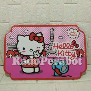 meja belajar kaki stainless karakter - meja belajar anak hello kitty