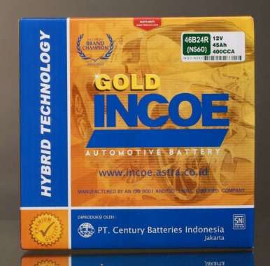 Aki mobil incoe gold NS60 HY 46B24R 12V 45AH ORIGINAL -65383