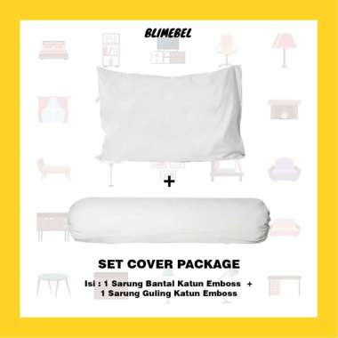 Paket 1Sarung Bantal+1Sarung Guling King Koil Bahan Katun Liev Bedding 50x70+39x105 Putih Polos