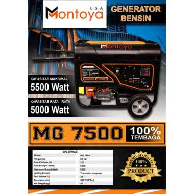 Genset Montoya Open Bensin 5000 5500 watt Montoya MG 7500