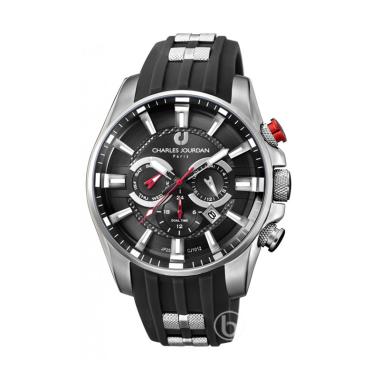 Charles Jourdan Chronograph Original Jam Tangan Pria - Blue [CJ-1012/1332C] Black Silver