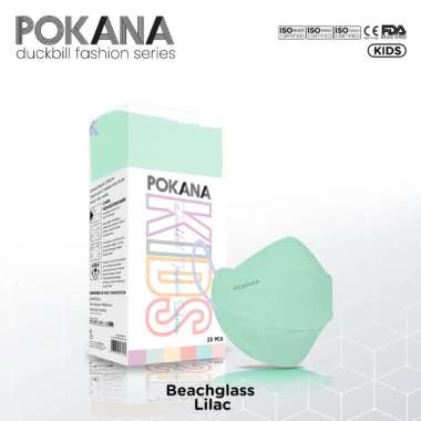Pokana Duckbill Fashion Kids 4Ply / Masker Muka POKANA 4 PLY Isi 25 Pcs Anak Kecil Beachglass Lilac
