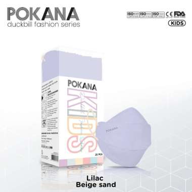 Pokana Duckbill Fashion Kids 4Ply / Masker Muka POKANA 4 PLY Isi 25 Pcs Anak Kecil Lilac Beigesand