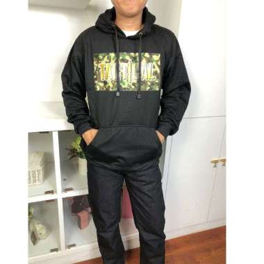 Hoodie Sweater/Sweater Pria Sablon DTF Polyflex Hitam M