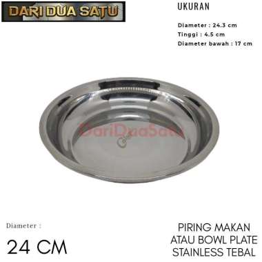 Piring Makan Kitchen Plate Stainless 24 cm