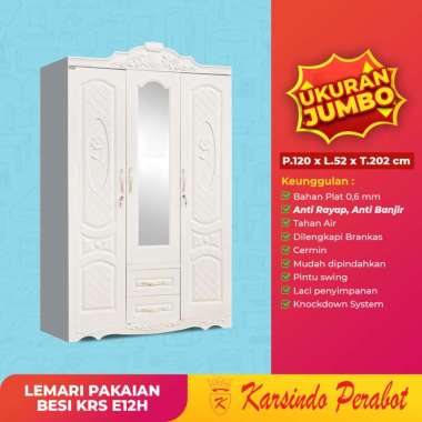 Lemari Pakaian Besi | Lemari Baju 3 Pintu KRS E12H-Karsindo