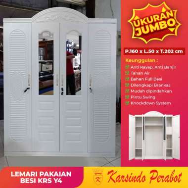 Lemari Pakaian Besi | Lemari Baju 4 Pintu KRS Y4-Karsindo