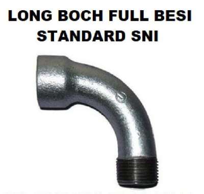Long Boch Full Besi 2 inch Long Elbow Large Knie Fitting Pipa Drat