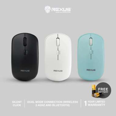 Rexus Mouse Wireless Bluetooth Office QB100 Silent Click Mint