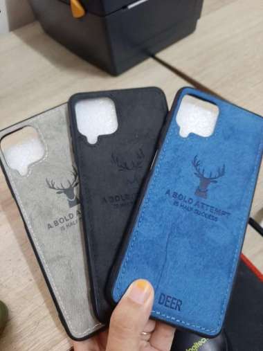 Case Deer Samsung M22 2021 Softcase Jeans Canvas Back Cover Biru - Samsung M22