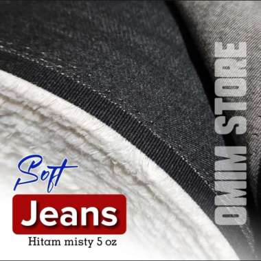Kain Soft Denim Black Mysti Grade A 5 Oz per 1.25 meter biru muda