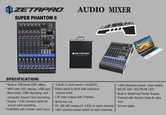 Mixer Zetapro Super Phantom 6 Original Phantom6 channel free koper