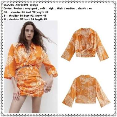 AB963198 Baju Atasan Ikat Pantai Blouse Wanita Korea Import Orange