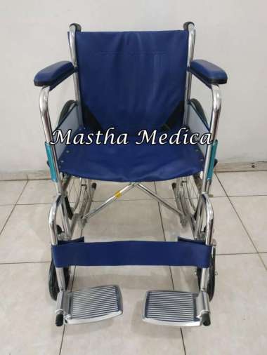 Kursi Roda Standart Rumah Sakit Kuat Murah + Rem Roda Avico Jok biru