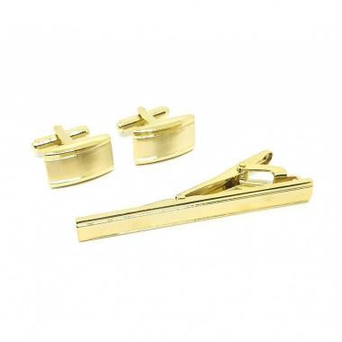 Houseofcuff E Cufflink Kancing Manset Jepit Dasi Set - Gold EMAS